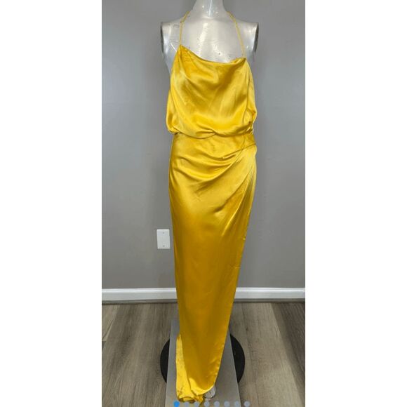 The Sei Halter Cowlneck Silk Gown in Canary Size US2 $1127 - Picture 4 of 10